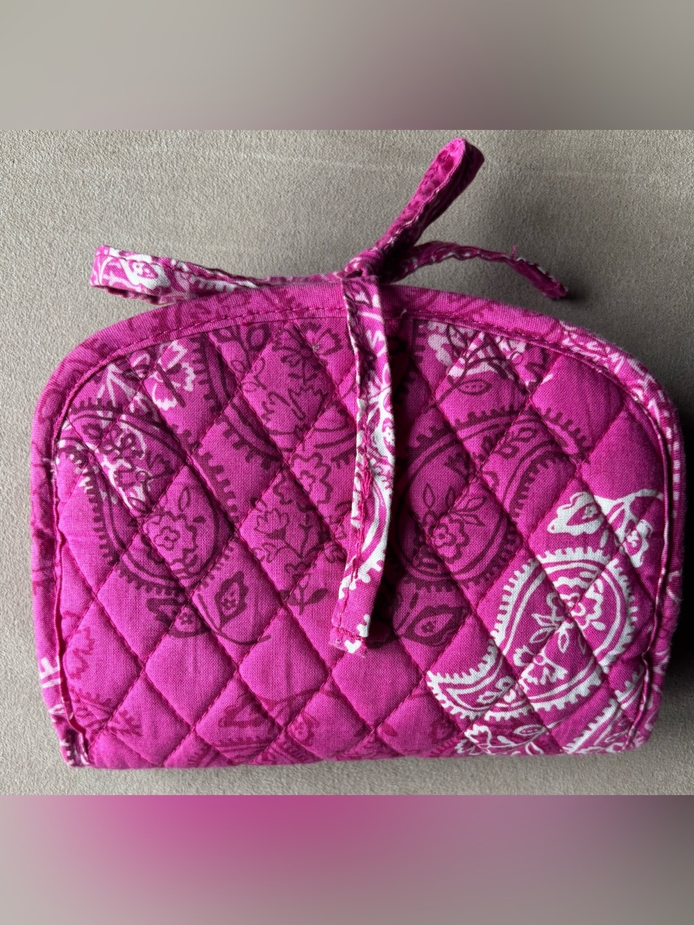 Vera Bradley Quilted Pink Paisley Jewelry Cosmetic Pouch Small
